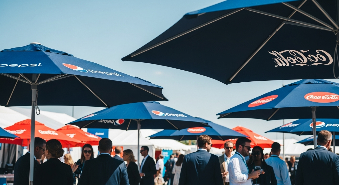Placeholder case-study image for a resort terrace umbrella installation